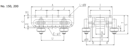TIRROLLER雙側(cè)導(dǎo)向輪型載重滾輪小車尺寸圖