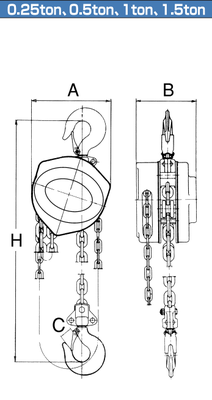 H.H.H. R-CB型手拉葫蘆尺寸圖