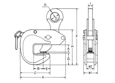   EAGLE CLAMP GD型橫吊鋼板鉗尺寸圖
