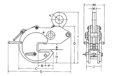 EAGLE CLAMP BMB型橫吊無傷鋼板鉗尺寸圖