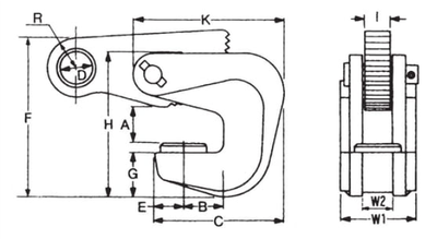 EAGLE CLAMP VA型橫吊鋼板鉗尺寸圖