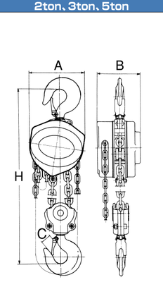 H.H.H. R-CB型手拉葫蘆尺寸圖