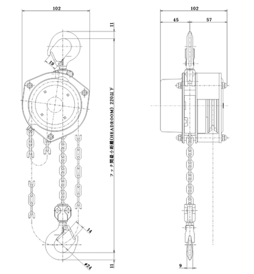 ELEPHANT HM型手拉葫芦尺寸图