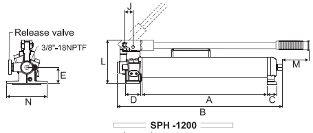 SUNRUN SPH-1200型手動液壓泵尺寸圖