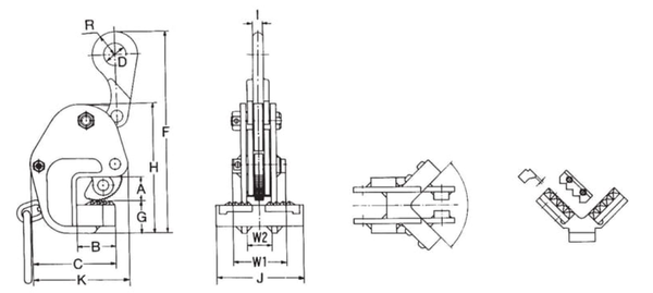 EAGLE CLAMP GT型橫吊鋼板鉗尺寸圖