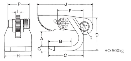 EAGLE CLAMP HO型横吊钢板钳尺寸图