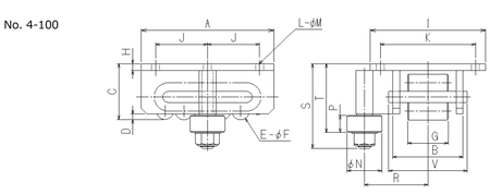 TIRROLLER單側(cè)導(dǎo)向輪型載重滾輪小車尺寸圖