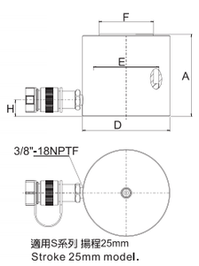 SUNRUN S型分離式液壓千斤頂尺寸圖