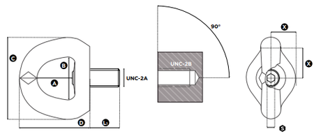 CODIPRO SS.SEB型不銹鋼旋轉(zhuǎn)吊環(huán)尺寸圖（U）
