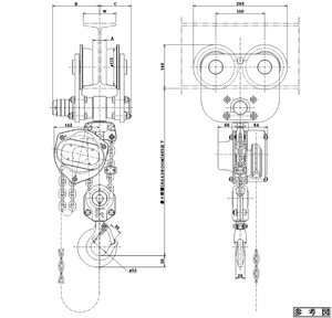 ELEPHANT CP型手拉葫芦尺寸图 ELEPHANT CP型手拉葫芦尺寸图