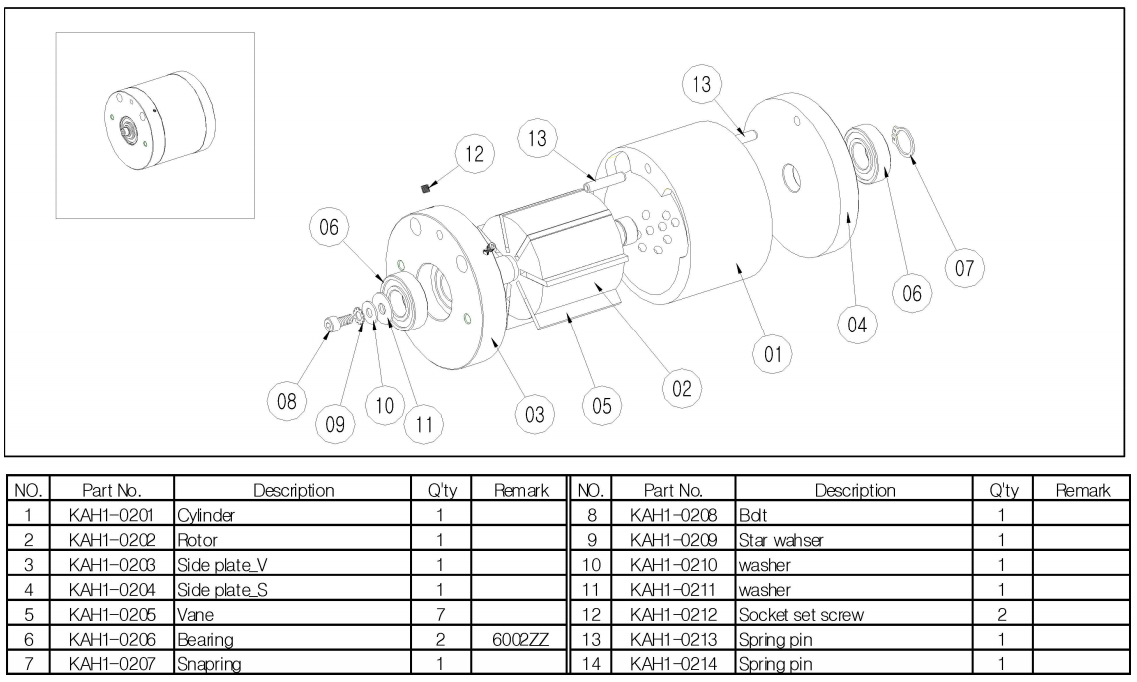 KHC氣動葫蘆氣動馬達拆解圖