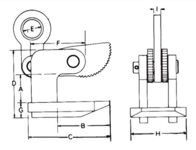 EAGLE CLAMP HOW型横吊钢板钳尺寸图 EAGLE CLAMP HOW型横吊钢板钳尺寸图