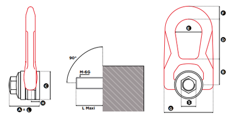 CODIPRO FE.DSR M型旋轉(zhuǎn)吊環(huán)尺寸圖