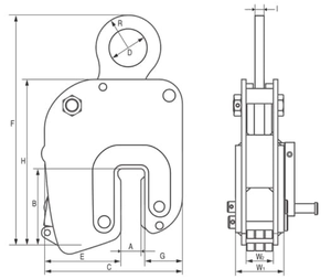 EAGLE CLAMP NNEⅡ型豎吊無傷鋼板鉗尺寸圖