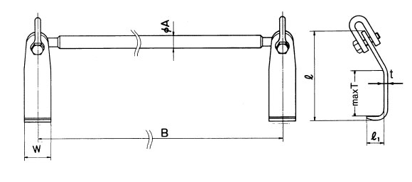 NETSUREN LP-W型鋼板吊鉤尺寸圖