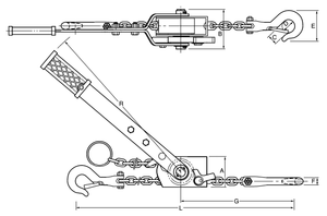 H.H.H. CN1型手扳葫蘆尺寸圖
