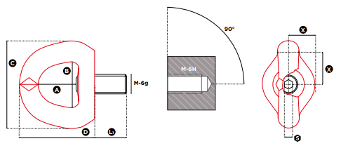 CODIPRO SEB M型旋轉(zhuǎn)吊環(huán)尺寸圖