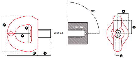 CODIPRO SEB U型旋轉(zhuǎn)吊環(huán)尺寸圖