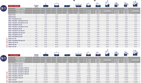 CODIPRO DSR M型旋轉(zhuǎn)吊環(huán)參數(shù)表吊裝角度示意圖