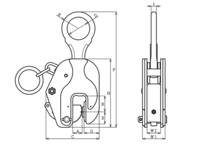 EAGLE CLAMP E型豎吊鋼板鉗尺寸圖