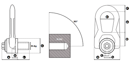 CODIPRO SS.DSR M 型不銹鋼旋轉(zhuǎn)吊環(huán)尺寸圖