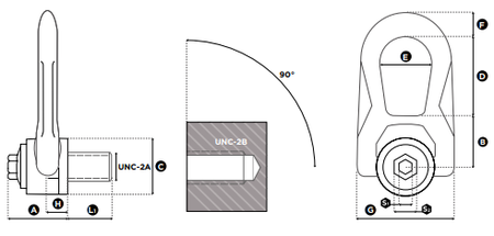 CODIPRO SS.DSR U 型不銹鋼旋轉(zhuǎn)吊環(huán)尺寸圖