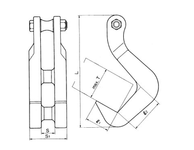 NETSUREN F-DL-O型鋼板吊鉤尺寸圖