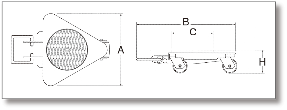 DAIKI RL-2.5型万向搬运小坦克尺寸图
