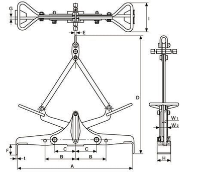EAGLE CLAMP UGMA混凝土钢板钳尺寸图
