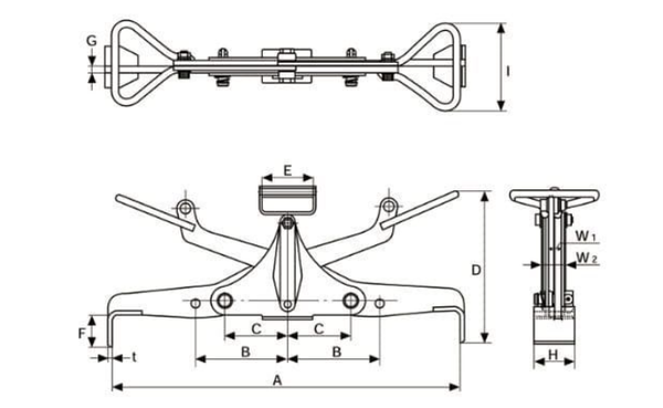EAGLE CLAMP UGHA混凝土钢板钳尺寸图