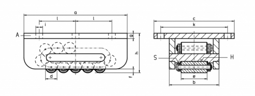 Borkey AS型载重滚轮小车尺寸图