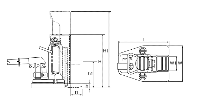 MASADA MHC型爪式千斤顶尺寸图